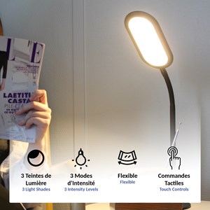 Fishtec lampe de bureau led tactile – réglable 3 modes lumière (naturelle,