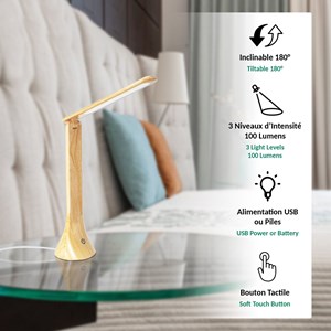 Lampe de bureau fishtec led wood touch
