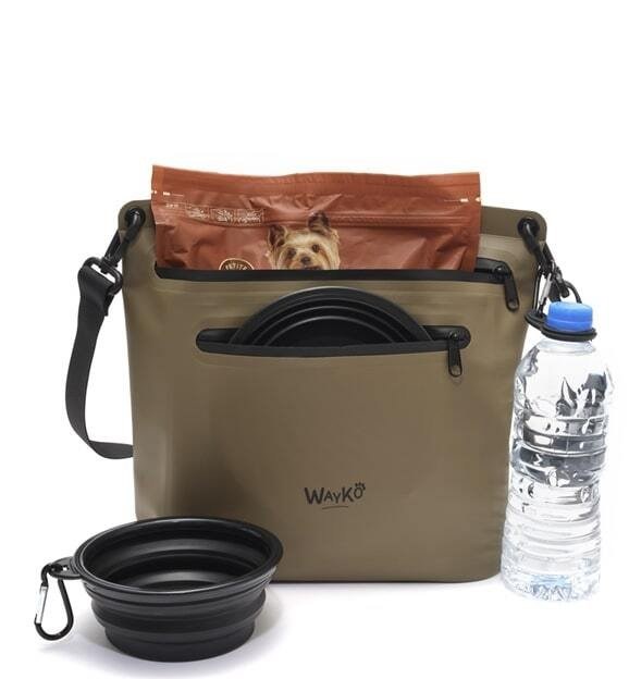 Le sac à nourriture 3 en 1 waterproof : 2 gamelles et porte-clés en silicone