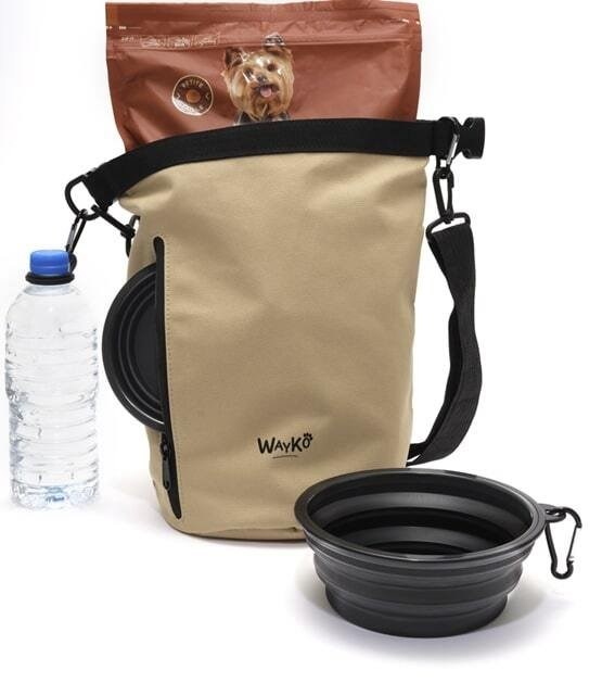 Le sac à nourriture 3-en-1 étanche : 2 gamelles et porte-clés en silicone