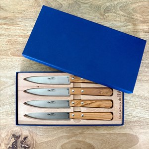 Coffret de 4 couteaux de table en olivier - roger orfevre