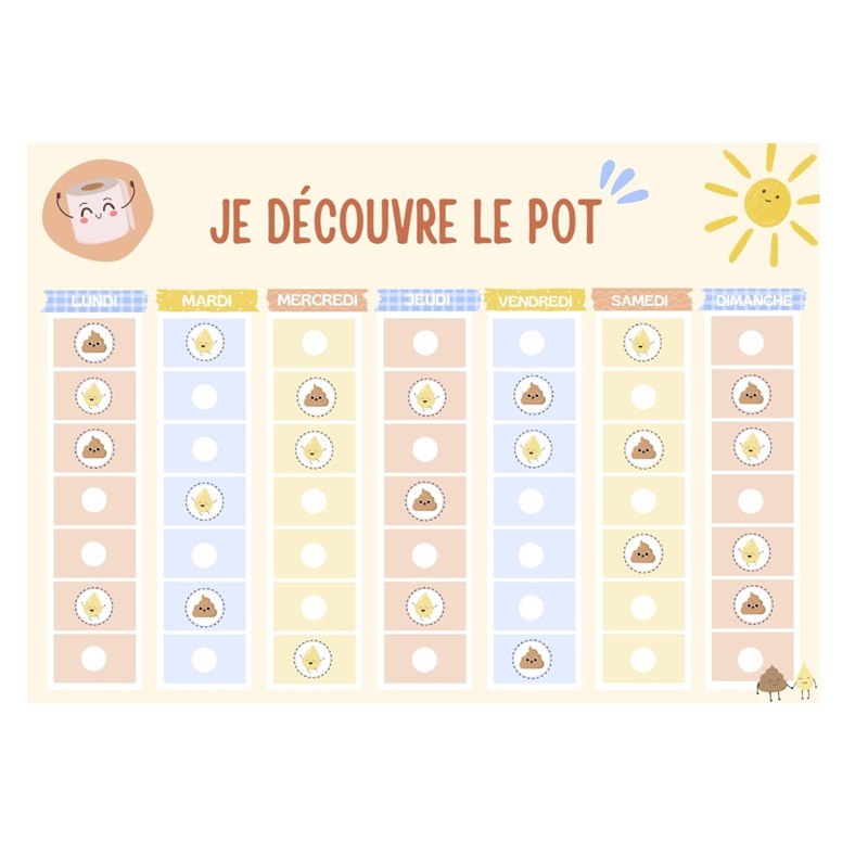 Tableau d'apprentissage & récompense propreté