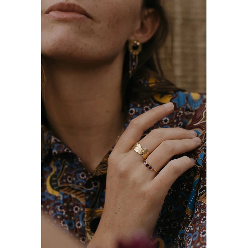 Bague ajustable organique et martelée - arya