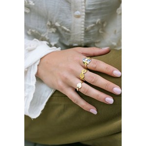 Bague ajustable chiado - azulejos plaqué or