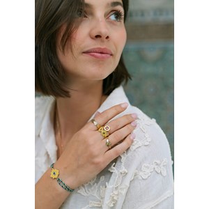 Bague ajustable chiado - azulejos plaqué or