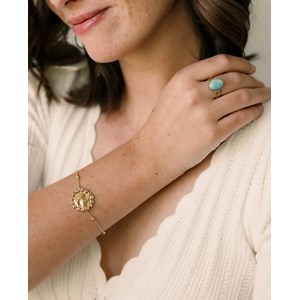 Bague ajustable élégante avec pierre naturelle-  garance