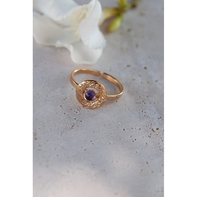 Bague ajustable esprit vintage avec pierre naturelle - audrey