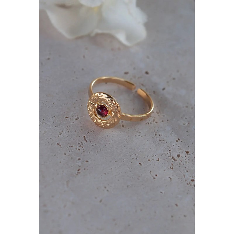 Bague ajustable esprit vintage avec pierre naturelle - audrey