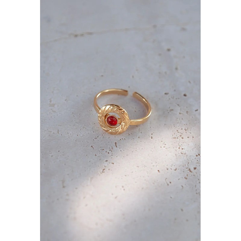 Bague ajustable esprit vintage avec pierre naturelle - audrey