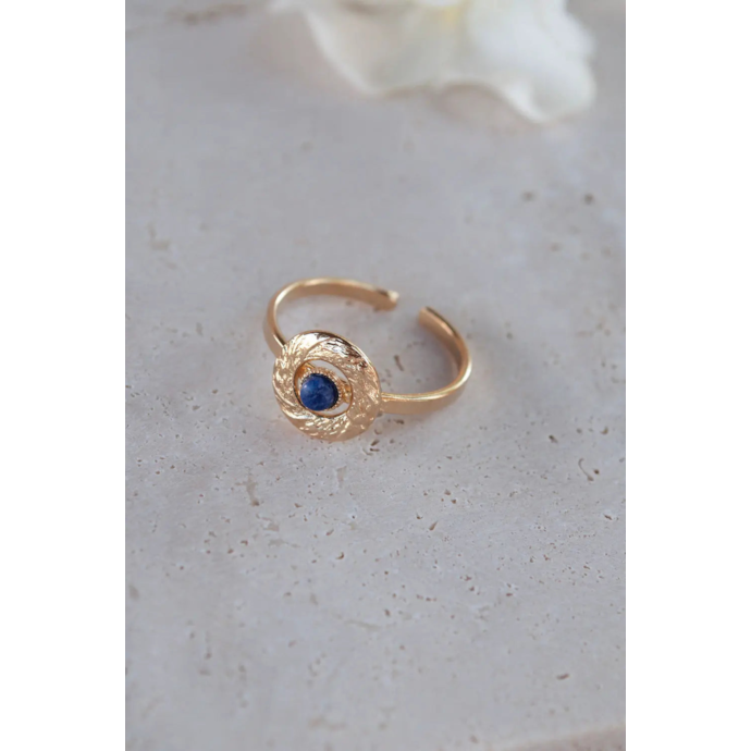 Bague ajustable esprit vintage avec pierre naturelle - audrey