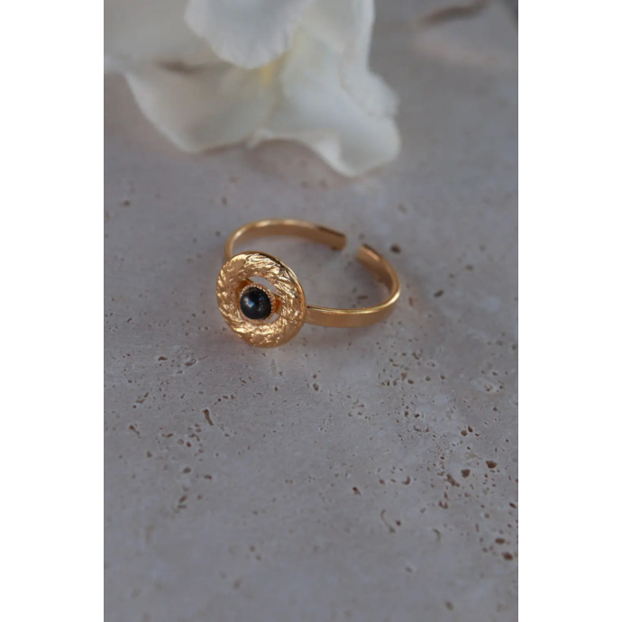 Bague ajustable esprit vintage avec pierre naturelle - audrey