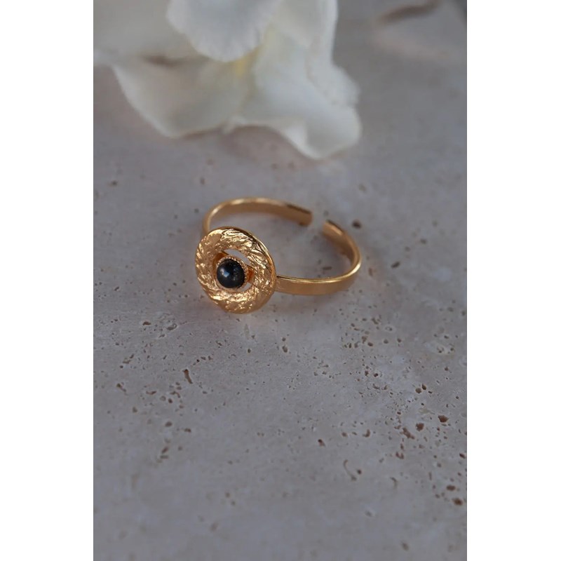 Bague ajustable esprit vintage avec pierre naturelle - audrey