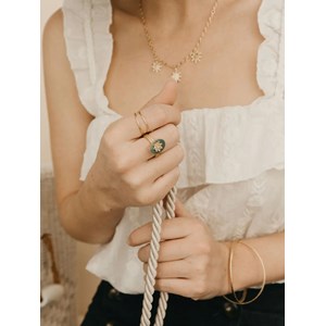 Bague ajustable fine double anneaux vague - nami