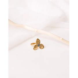 Bague ajustable grande fleur et pierre fine - orchidée