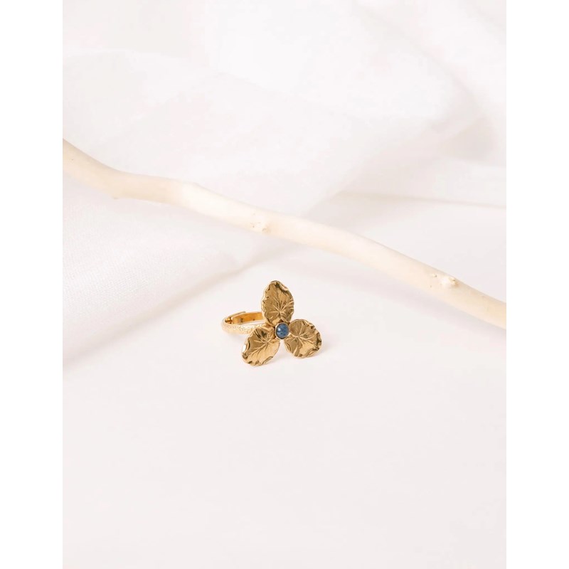 Bague ajustable grande fleur et pierre fine - orchidée