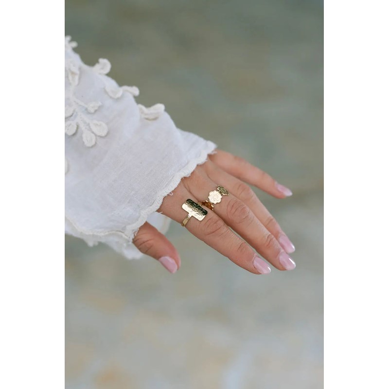 Bague ajustable longue et martelée - sintra