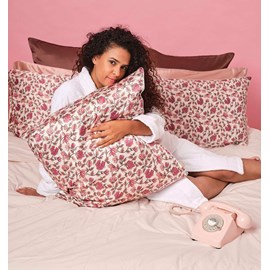 Taie d'oreiller en soie fleuri 65x65