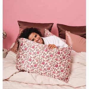 Taie d'oreiller en soie fleuri 51x76