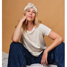 Turban en soie champagne 19 mo