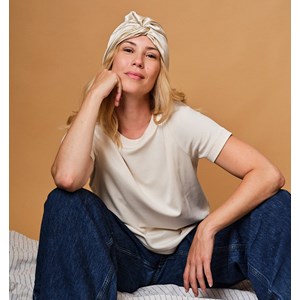 Turban en soie champagne 19 mo