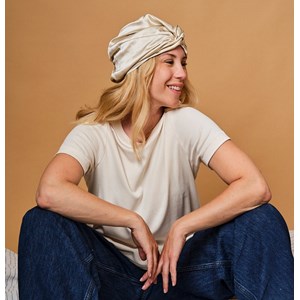 Turban en soie champagne 19 mo