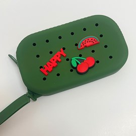 Pochette rectangulaire + 3 charms - kaki