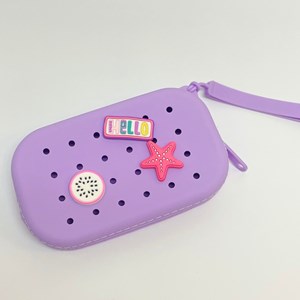 Pochette rectangulaire + 3 charms - mauve