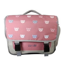 Cartable lili lou 38cm gris rose 2 compartiments bagtrotter primaire
