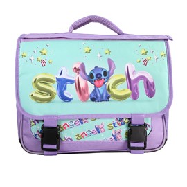 Cartable stitch et angel 38cm bleu 2 compartiments rabat réversible primaire
