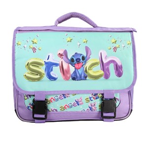 Cartable stitch et angel 38cm bleu 2 compartiments rabat réversible primaire