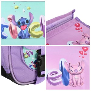 Cartable stitch et angel 38cm bleu 2 compartiments rabat réversible primaire