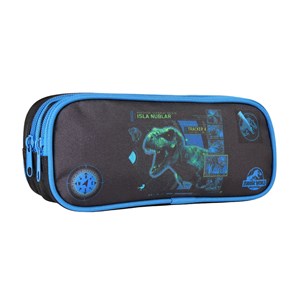 Trousse rectangulaire jurassic world noir bleu 2 compartiments