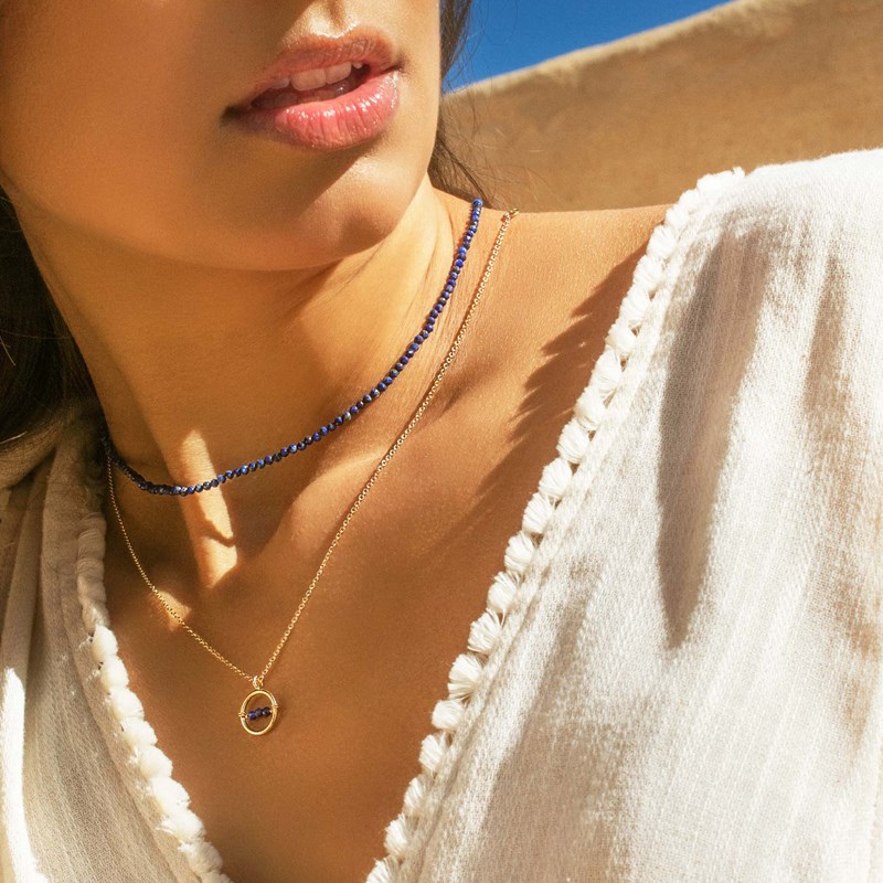 Aura Bijoux - Collier ajustable lapis lazuli - cosmos