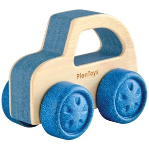 Ma première voiture en bois d'hévéa bleue