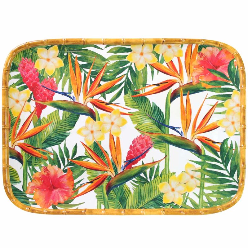 Plateau rectangulaire fleurs 45cm