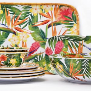 Grand plateau - motif fleurs exotiques -