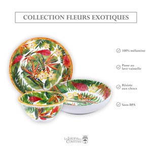 Saladier profond, décor bambou et fleur