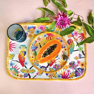 Plateau en mélamine perroquets - 45 cm