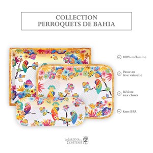 Plateau en mélamine perroquets - 45 cm