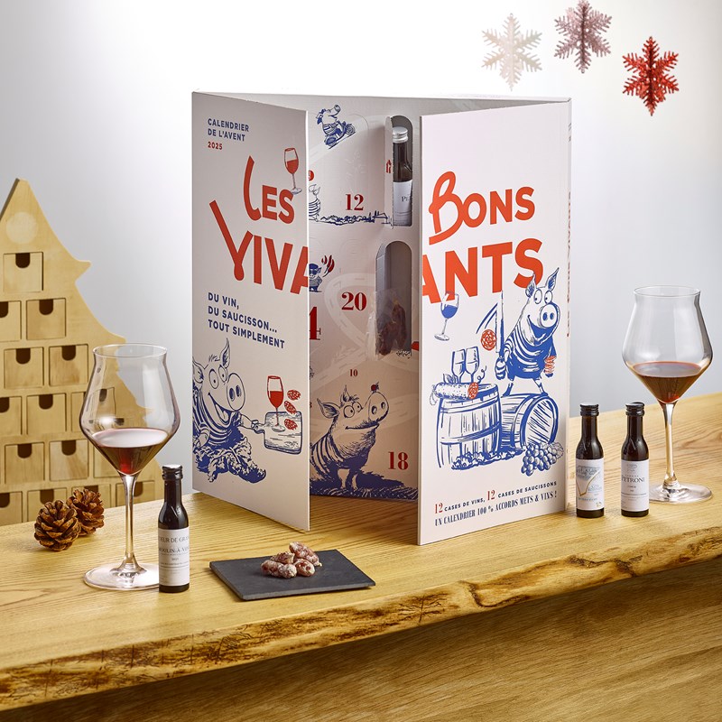 Calendrier de l’avent vins & saucissons 2025 « les bons vivants »