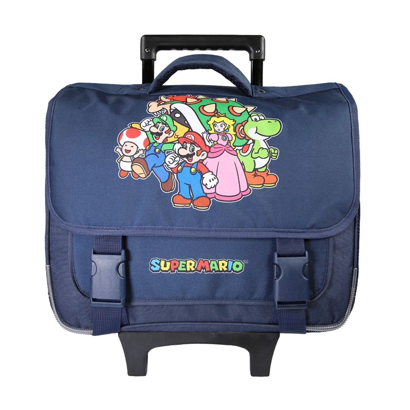 Bagtrotter - super mario - cartable 38cm - cartable à roulettes - marine -