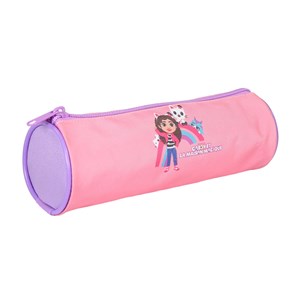Bagtrotter - gabby et la maison magique -trousse scolaire ronde - rose pâle -