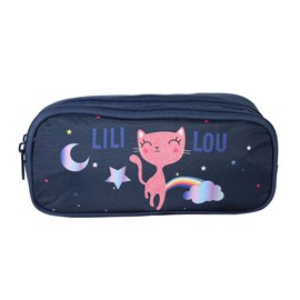 Bagtrotter trousse scolaire 2 compartiments lili lou bleu