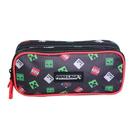 Bagtrotter  trousse scolaire 2 compartiments minecraft noir