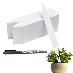 Lot de 100 étiquettes jardin potager + marqueur – étiquettes plantes (blanc)