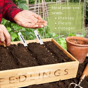 Lot de 100 étiquettes jardin potager + marqueur – étiquettes plantes (blanc)