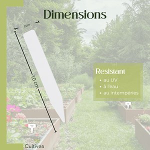 Lot de 100 étiquettes jardin potager + marqueur – étiquettes plantes (blanc)