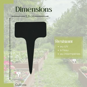 120 étiquettes noires jardin à planter en plastique + marqueur