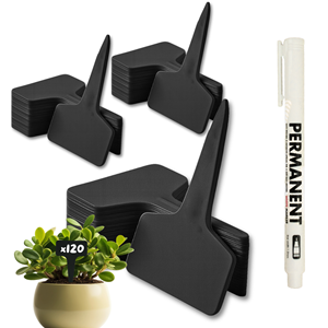 120 étiquettes noires jardin à planter en plastique + marqueur