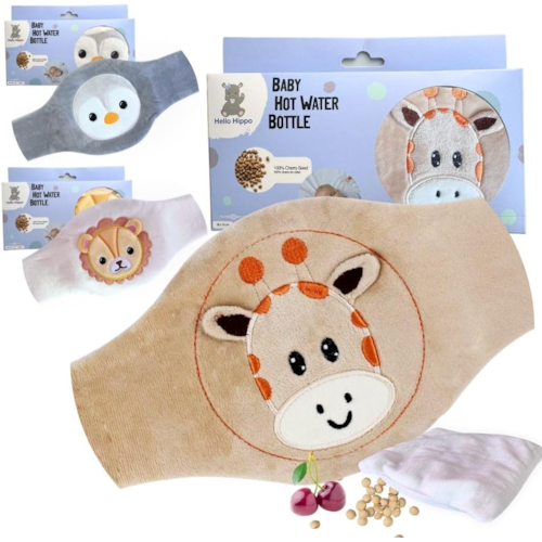 Hello Hippo - Bouillotte noyaux de cerise bébé (giraffe) - ceinture anticolique